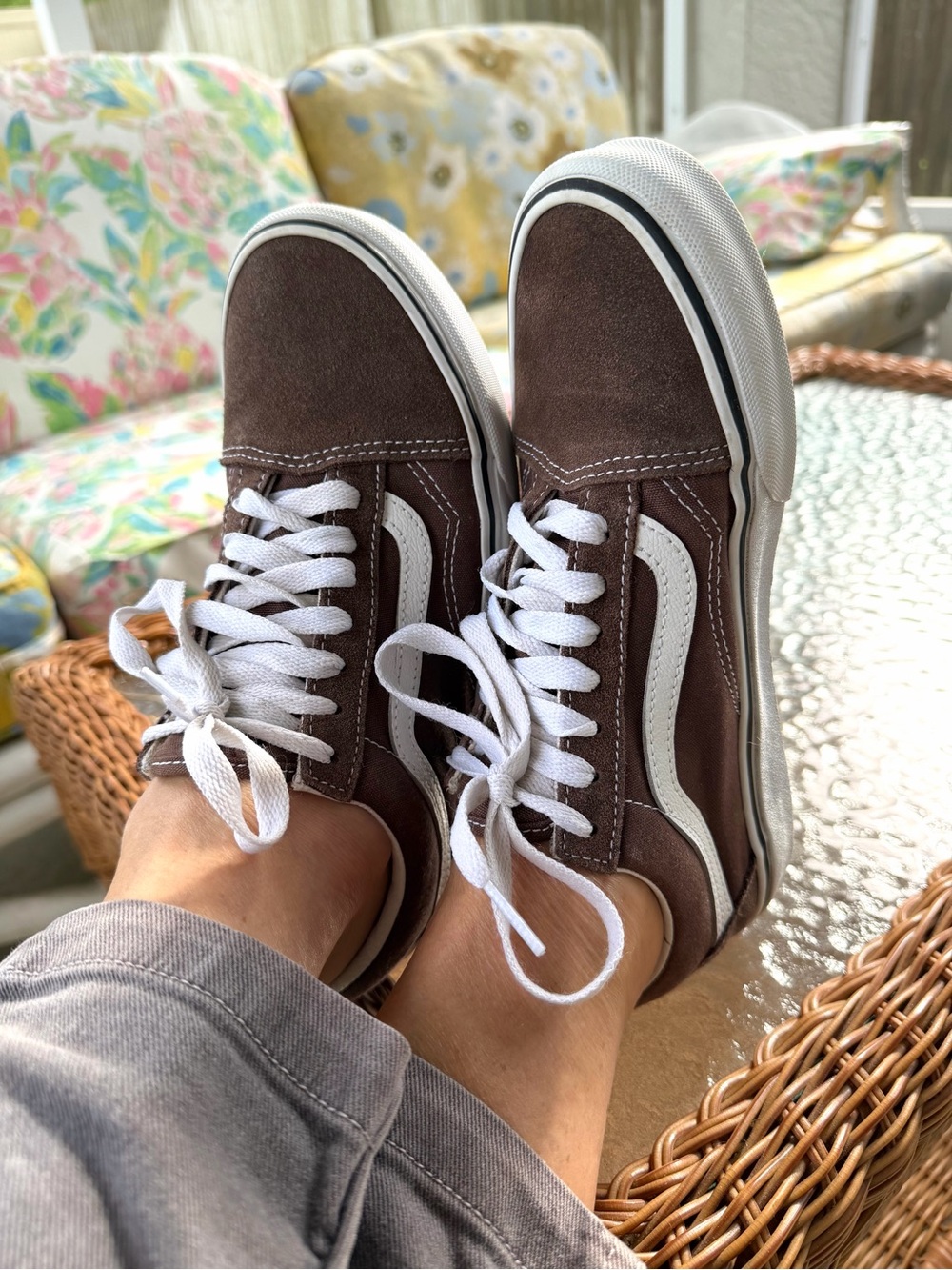 Vans Brown Suede Canvas Old Skool Sneakers 7.5 Skate Low Top Classic Streetwear - Picture 16 of 16